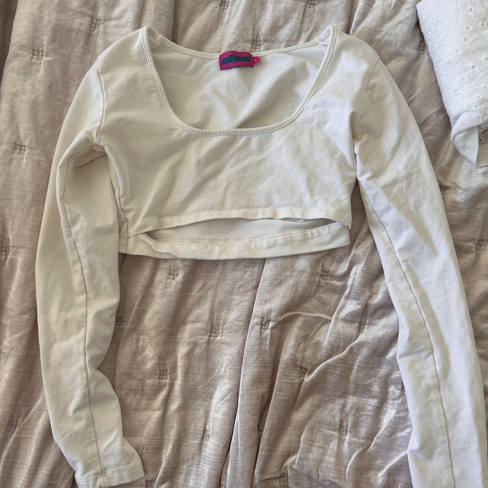 Edikted dropped white long sleeve
